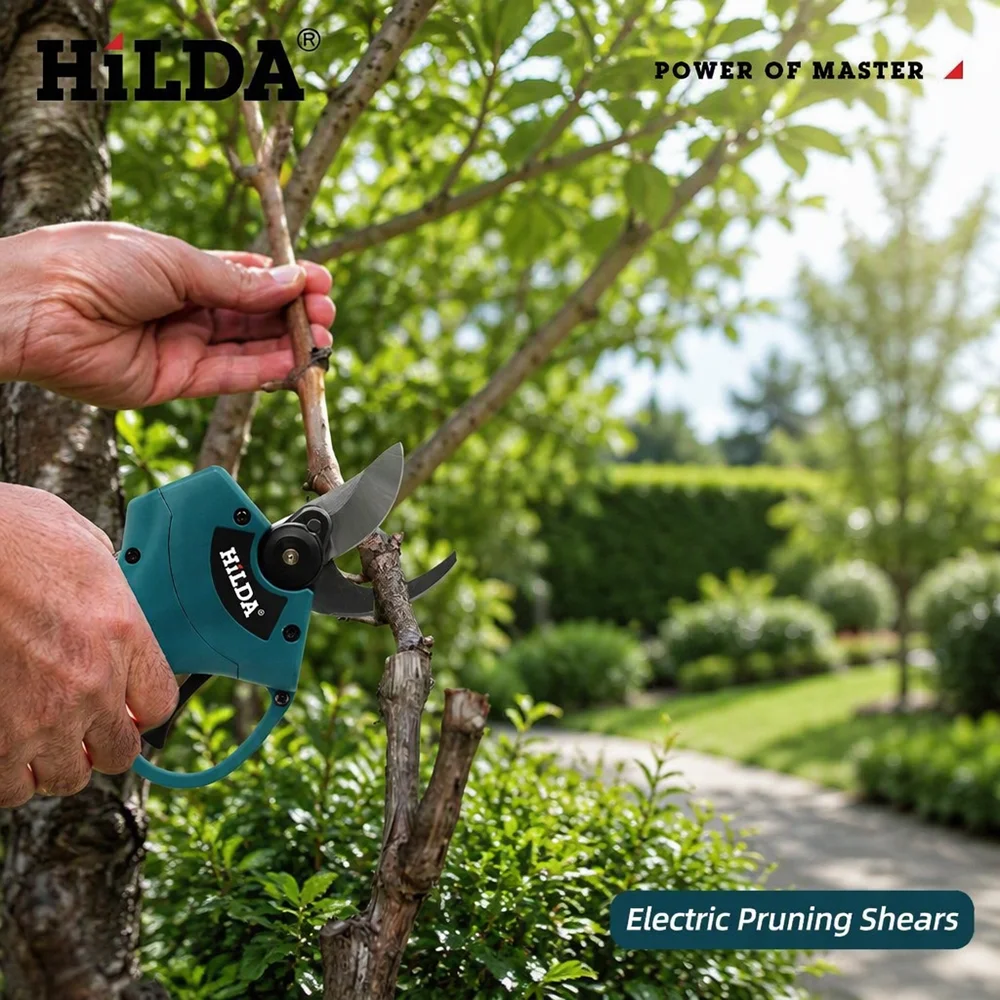HILDA Cordless Brushless Electric Pruning Shears Professional Fruit Tree Branches Cutter Garden Power Tool for Makita Battery