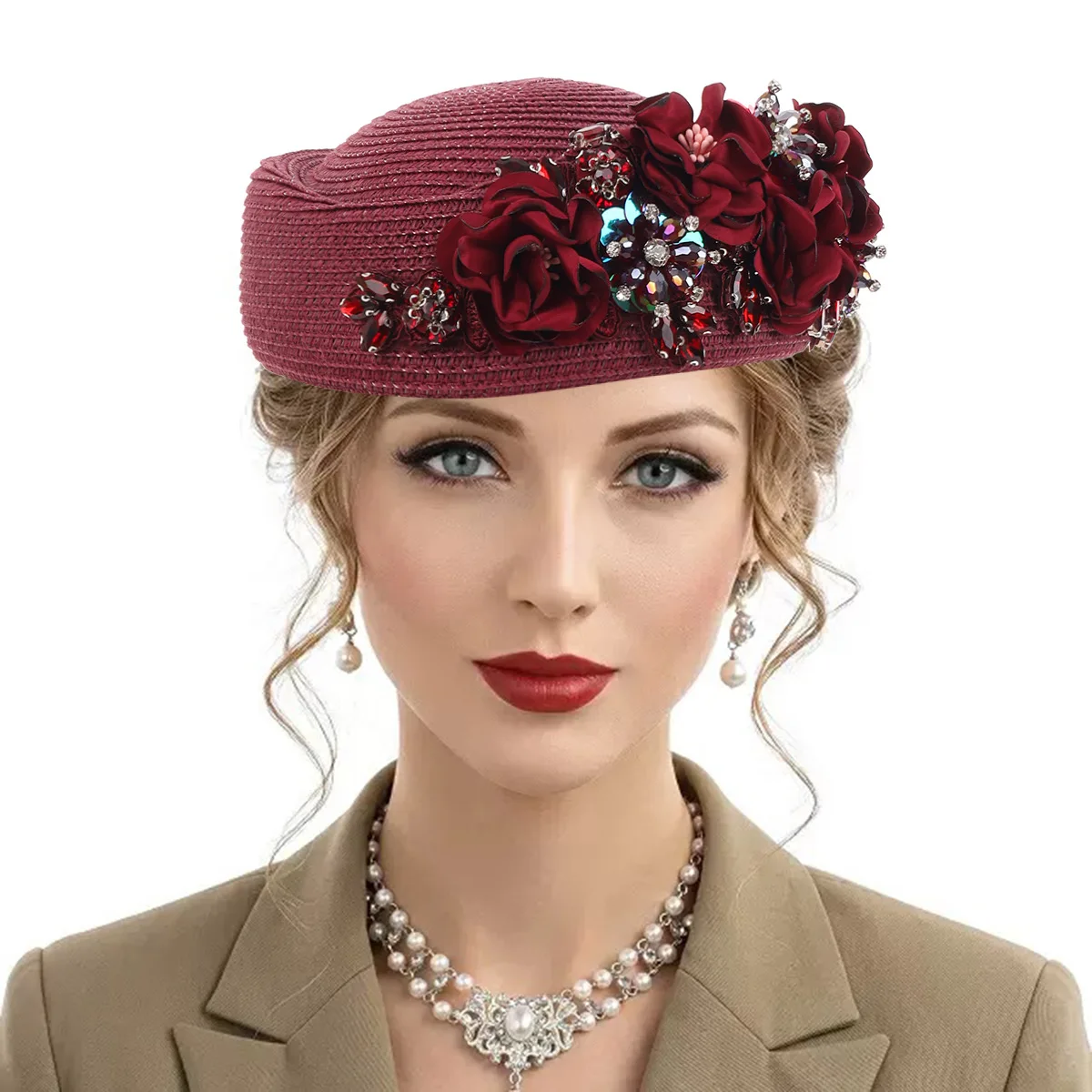French Elegant Floral Ladies Painter Beret Hat Summer Hijab Cap Stylish Formal Headwear Hat for Women Headpiece Bonnet Headscarf
