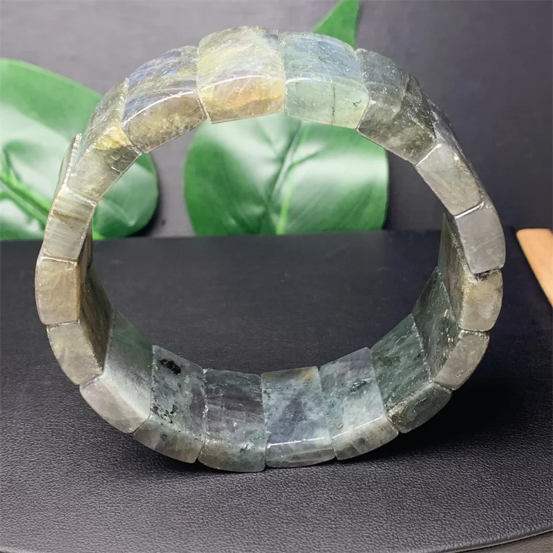 Natural Labradorite Bangle Women Elegant Crystal Healing Fengshui Energy Bangles Fashion Jewelry Gift 1pcs