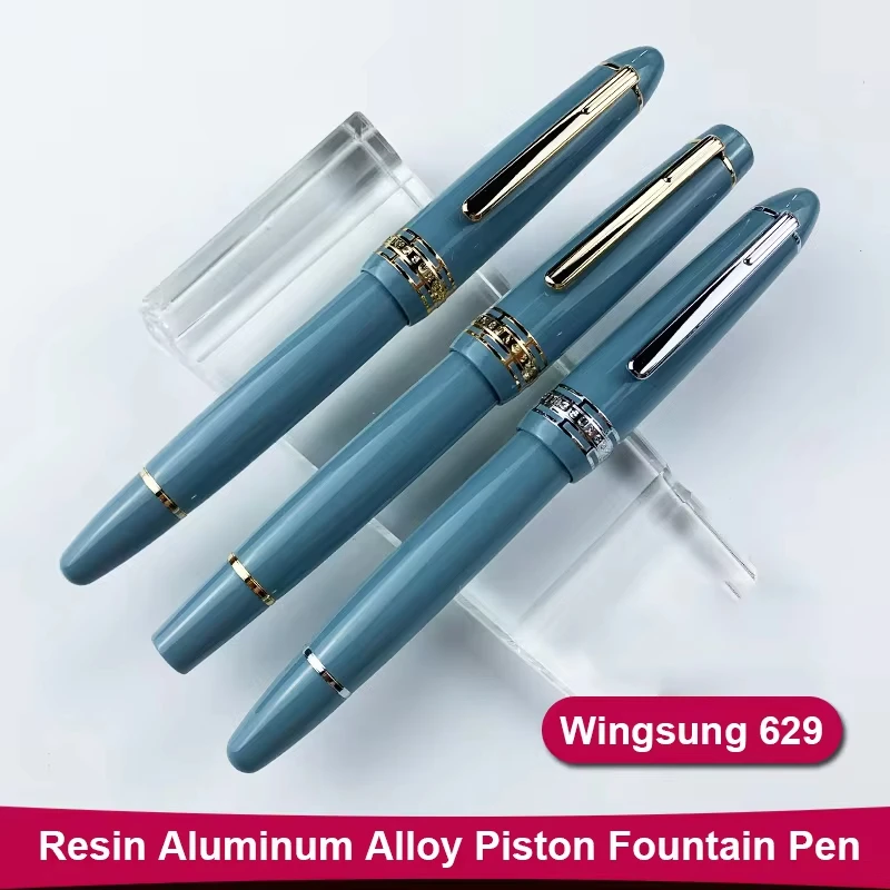 Wingsung 629 Iraurita Nib Resin Aluminum Alloy Piston Gold Clip Fountain Pen Calligraphy Writing Pen Stationery Business Gift