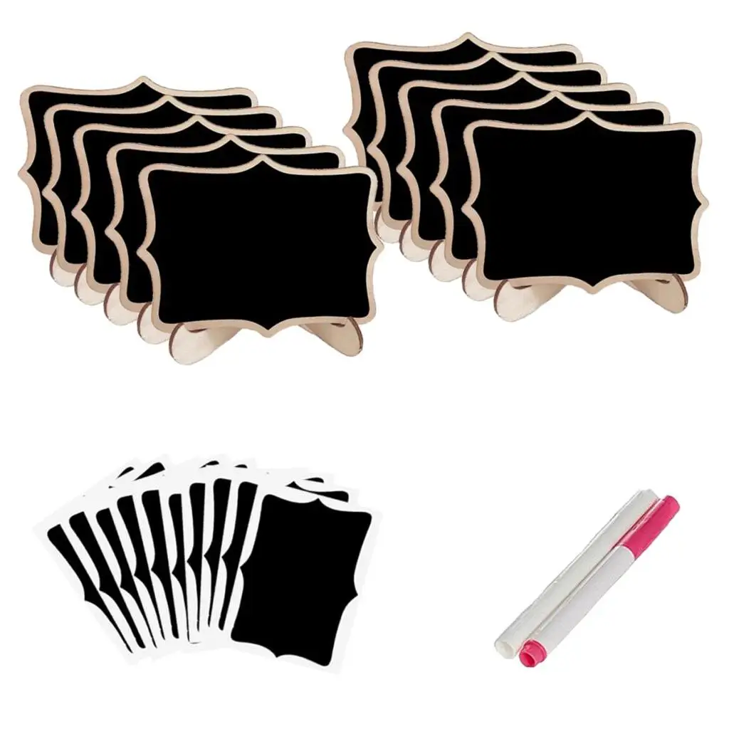 10 Wooden Chalkboard Blackboard Message Marker Label Number Tags