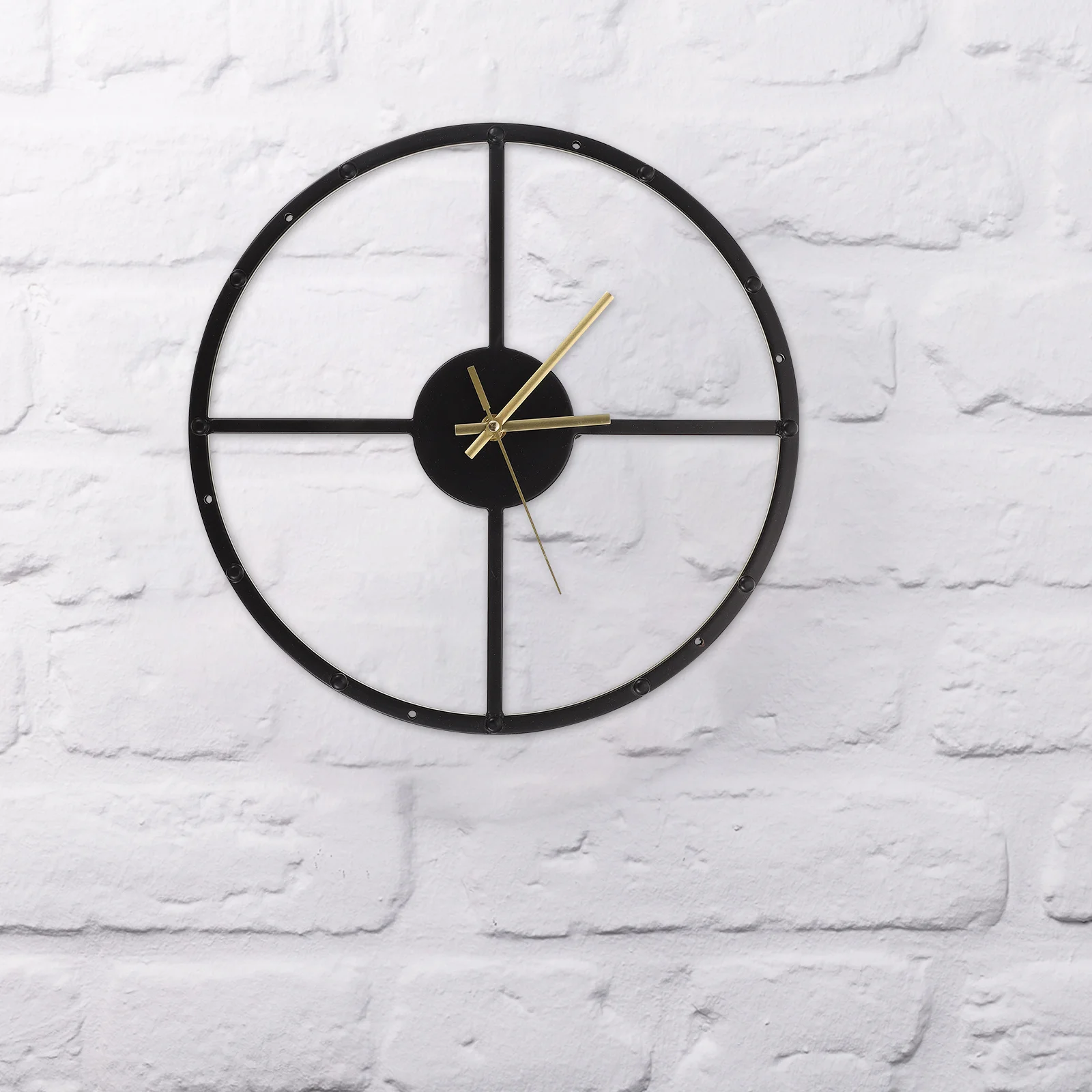 

1pc Black Simple For Home Decor Iron Wall Hanging Clock Living Room Bedroom Office Hotel Decorative Wall Mounted Clock