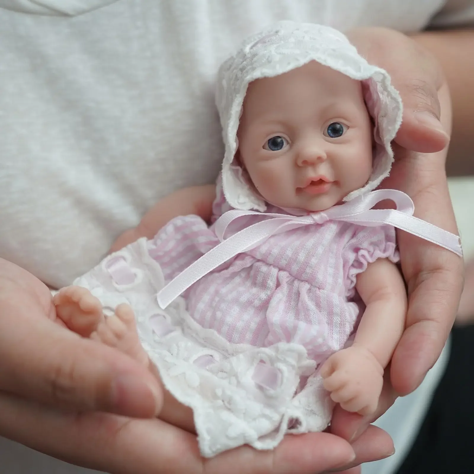 Mini muñeca Reborn de silicona de 7 pulgadas, niña Ella, muñecas de bebé recién nacido realistas para niños, Halloween, Día de Acción de Gracias,