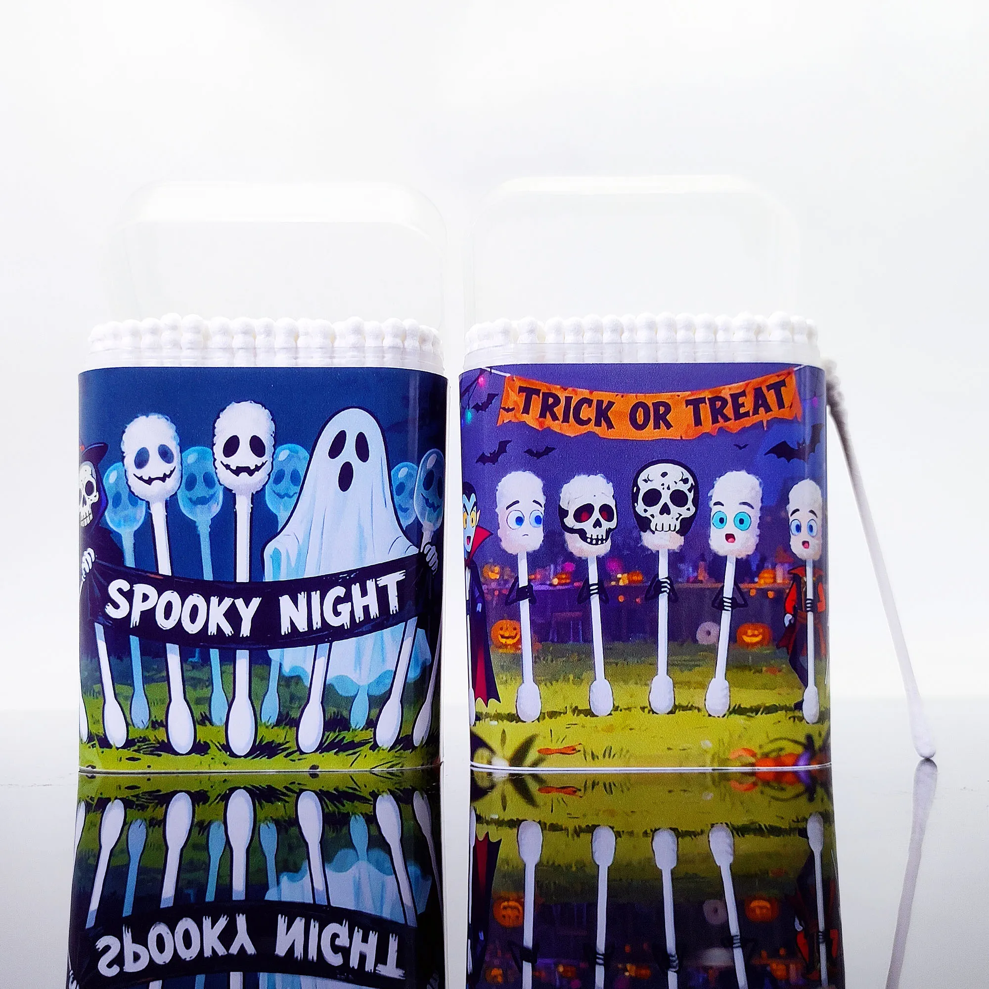 400개 할로윈 테마의 양면 면봉, 나선형 원형 면봉, 창의적인 휴일 파티 요소 면봉.
