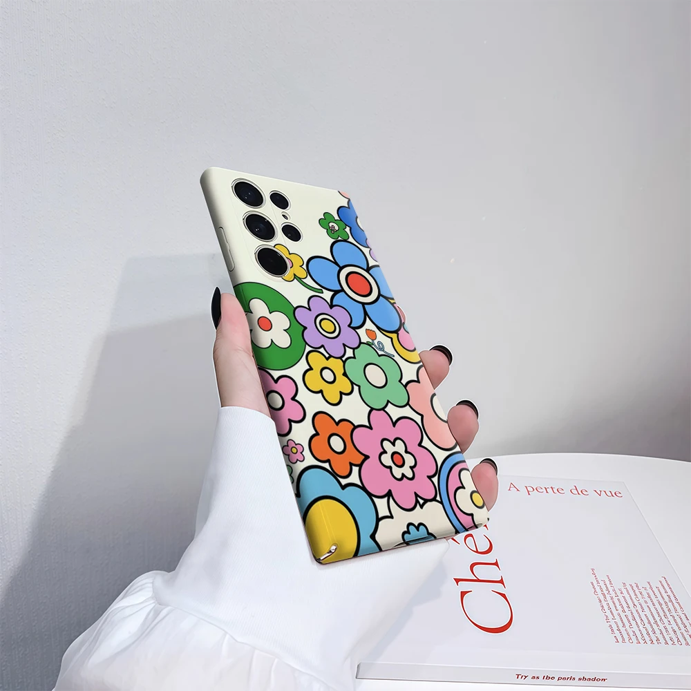 حافظة هاتف ريترو بلوم بيرست لهاتف سامسونج جالاكسي S25 Ultra S24 S23 Ultra Plus غطاء خلفي لامع بطبقة مزدوجة