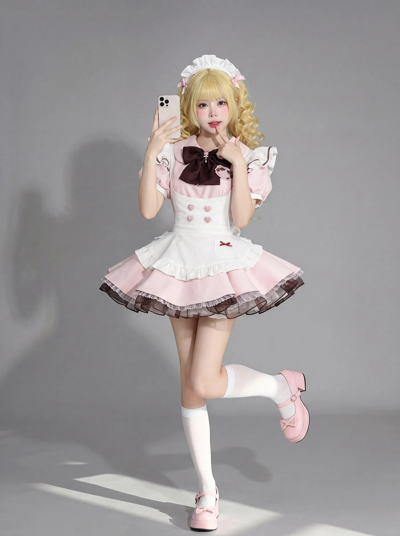 

Light Pink Cute Lolita Maid Dress Cosplay Costume Girl Maid Dress Trending Suit for Maid Halloween Maid Party Costume