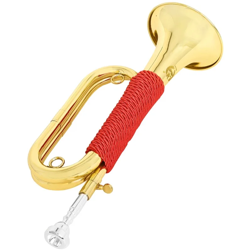Picture 6: Red-stitched Handle High-Quality Brass BugleThick Copper Tube Brass Instrument Suitable for Beginners&Performers
