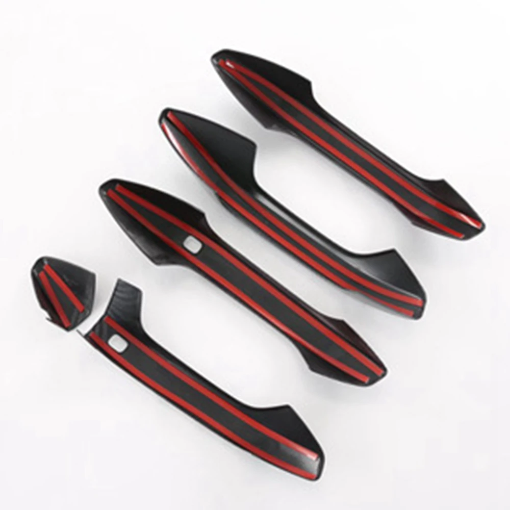 تصفيف السيارة 4 قطعة ABS ألياف الكربون الجانب الخارجي غطاء مقبض الباب الكسوة لكيا سبورتاج NQ5 2021 2022