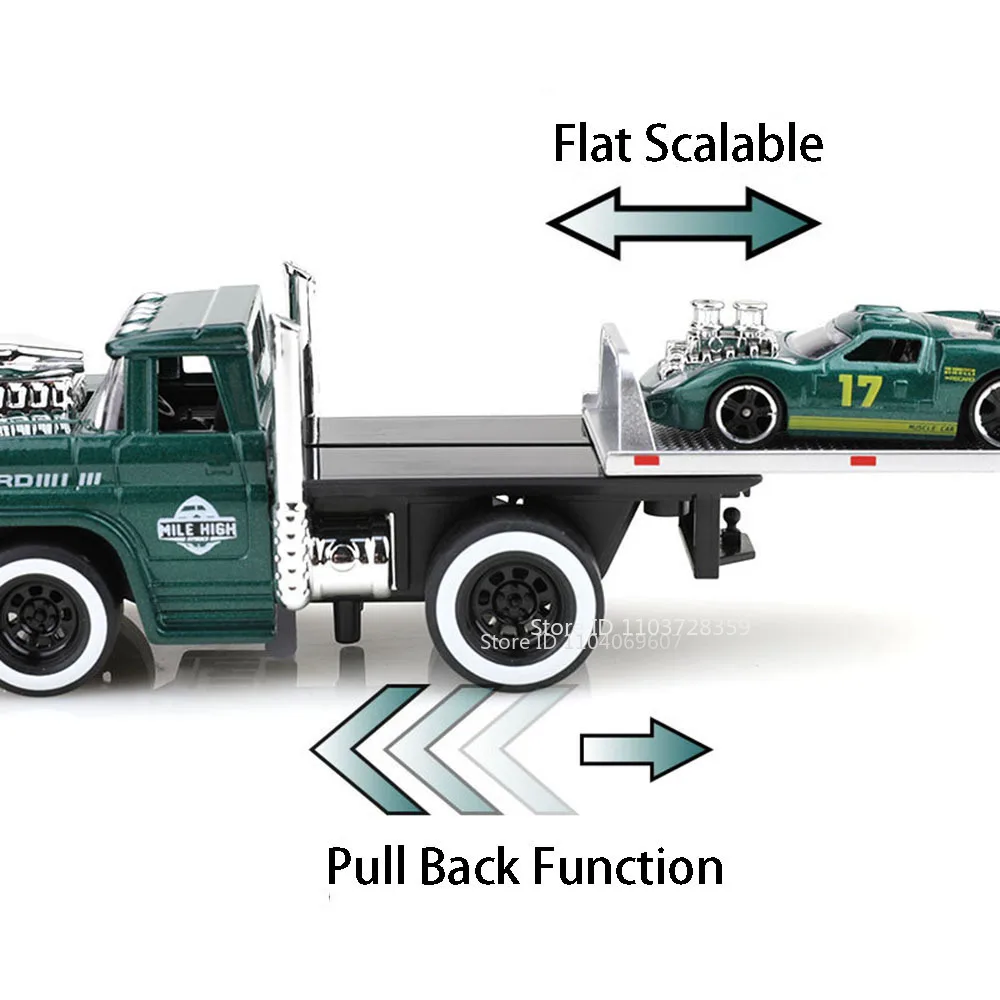 Mini voiture jouet 1:60, modèles de remorque musculaire américaine, alliage moulé sous pression, son léger, pneus en caoutchouc, modèle d'ornement, jouets cadeaux pour garçons