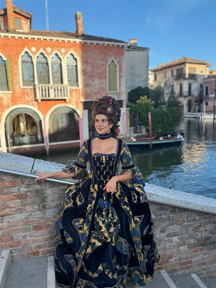 Vestido rococó barroco de la reina María Antonieta del siglo XVIII, corte Noble francés, lujoso vestido de baile de duquesa