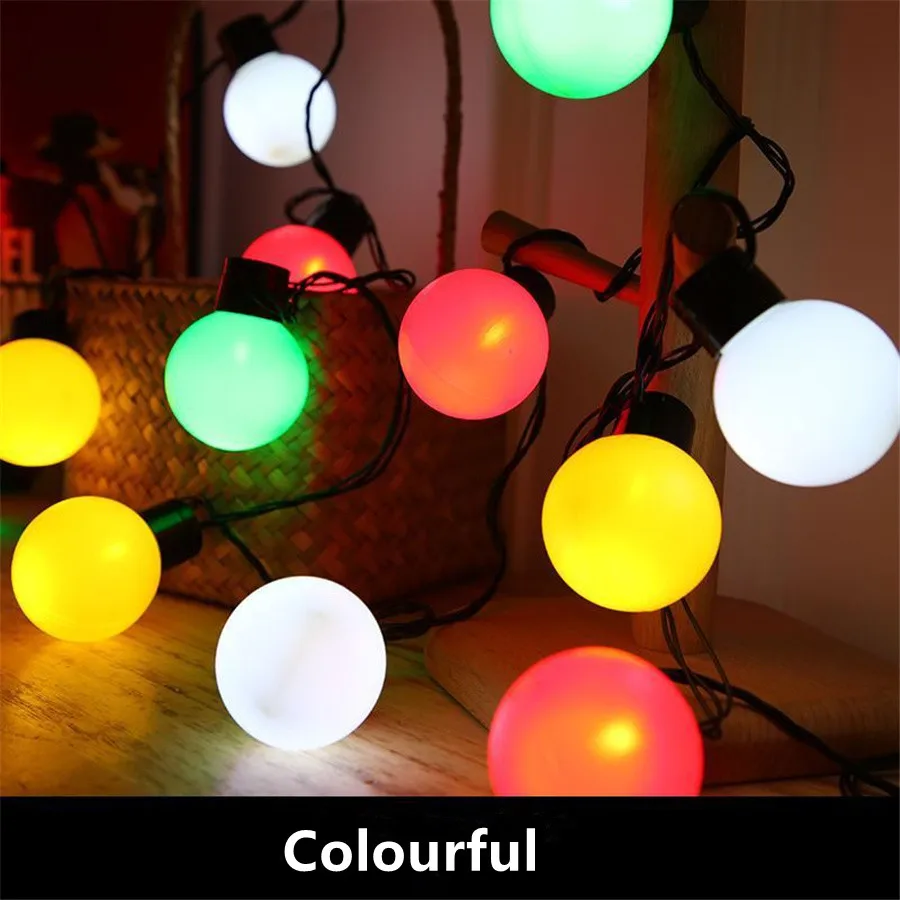 5M 20LED Big Ball Bulb Fairy String Lights 220V Holiday Curtain Lights for Bedroom Bar Garden Party Wedding Christmas Decoration