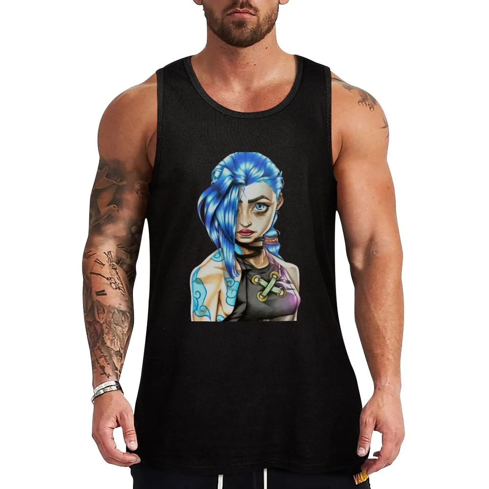 

Blue Hair Woman Tank Top Bodybuilding clothing man cute tops summer clothes men 2025 Men's summer clothes