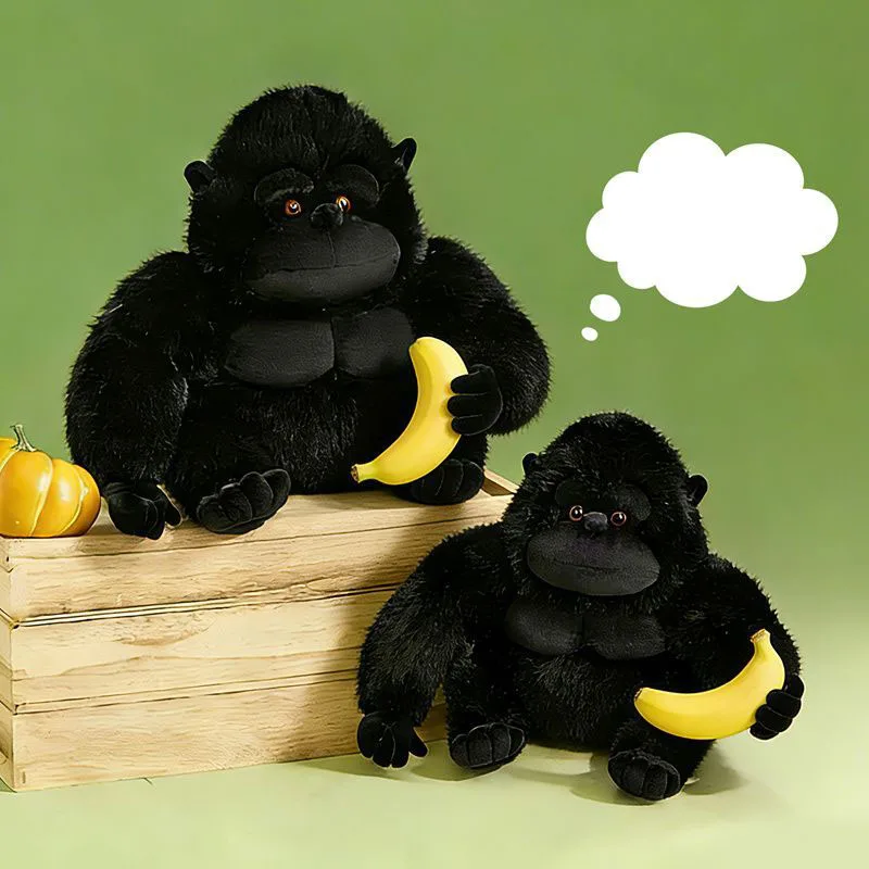 Black Gorilla Plush Toy Soft Stuffed Monkey Doll Cute Gorilla Pillow for Kids and Adults Creative Birthday Gift Home Decor Weird