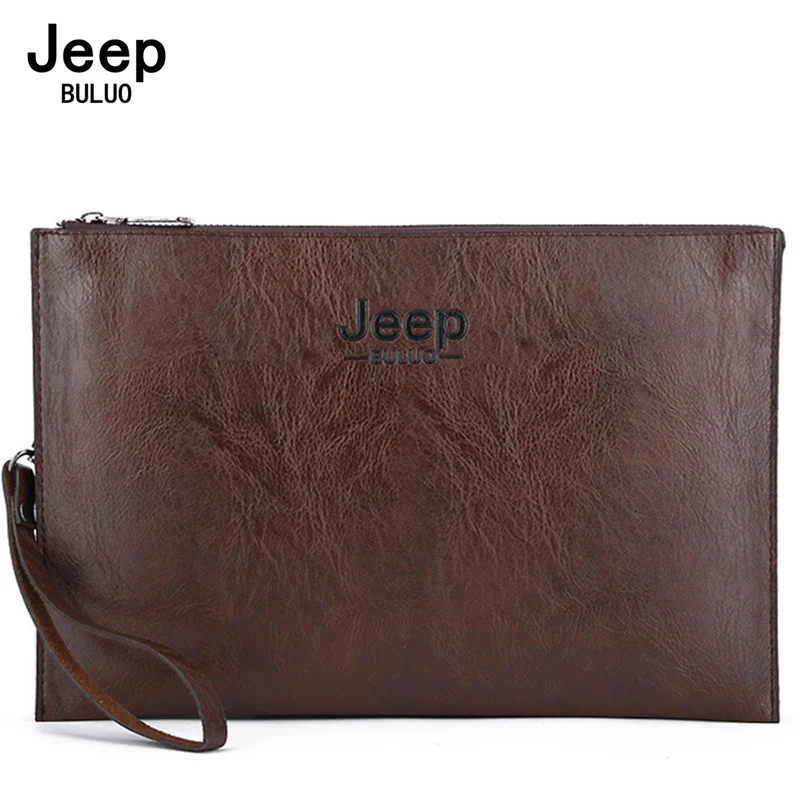 JEEP BULUO Fashion Business Style Men's Handbag Soft PU Leather Clutch Bag Male Card Wallets Elegant Leisure Stylish Men Pouch
