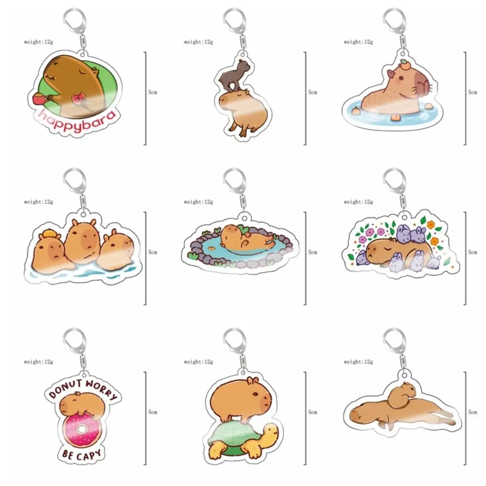 Llaveros de dibujos animados de capibara, llavero de capibara, llaveros de capibaras de animales acrílicos de resina, regalo bonito para niñas Kawaii