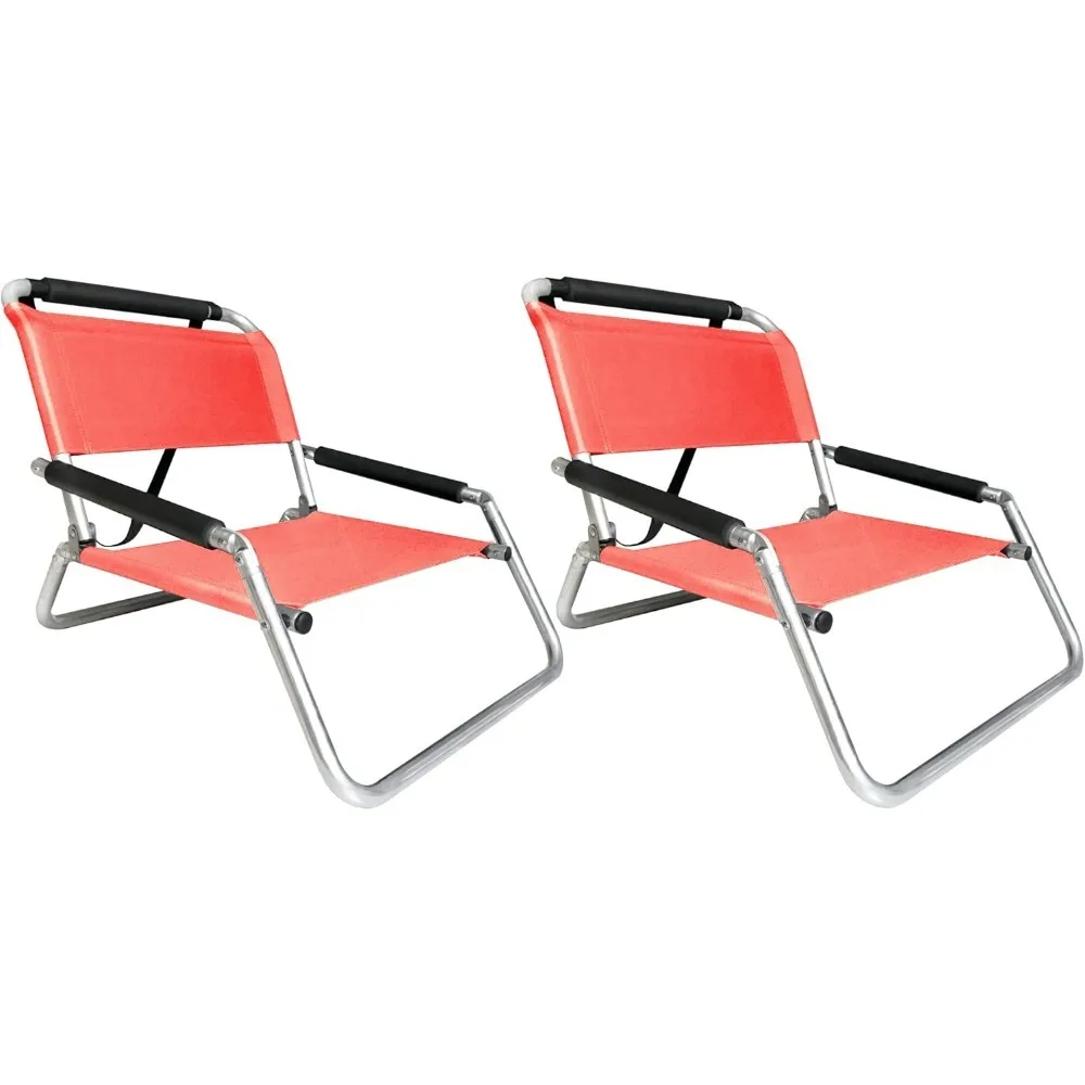 

Beach Chairs 2 Pack | Water Resistant with Shoulder Strap and Slip Pocket | Folds Thin (Coral, Regular)