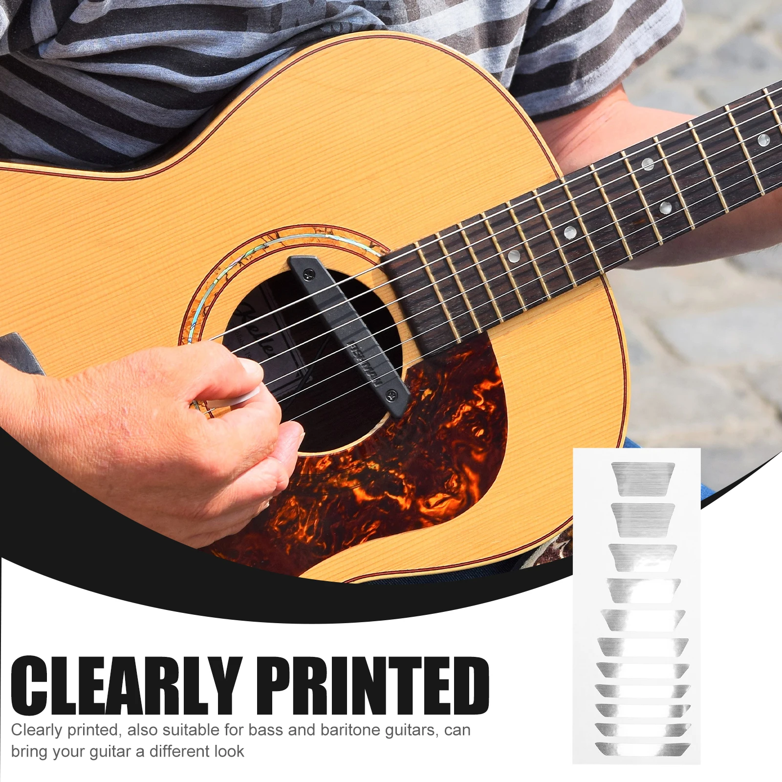 

4 Sheets Guitar Stickers Fingerboard Fretboard Note Map Silver Musical Instrument