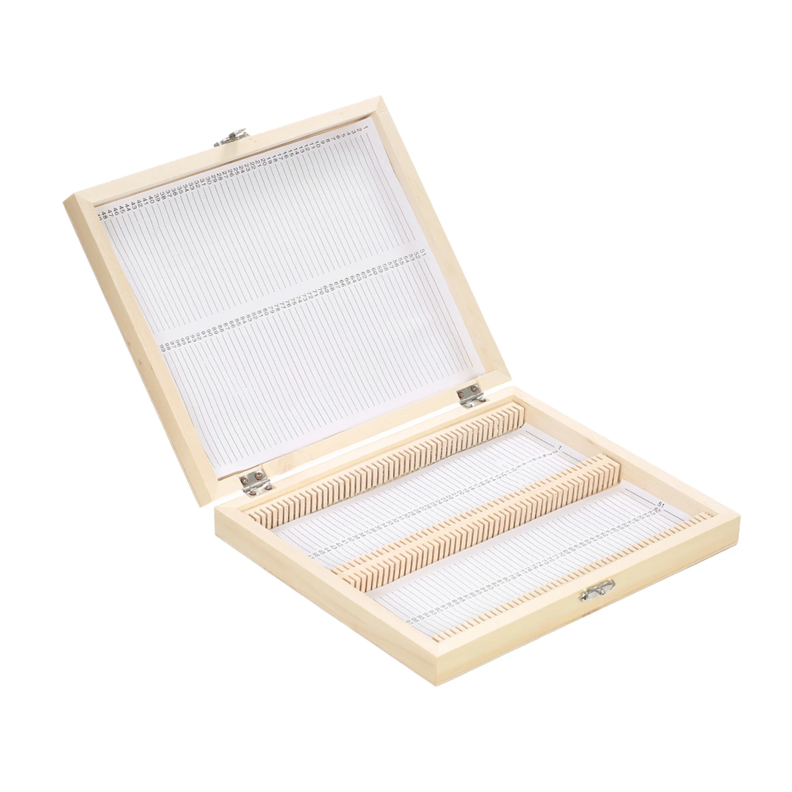 100-Places Wooden Microscope Slide Storage Box with Numbered Slots Contents Sheet for Prepared Microscope Slides