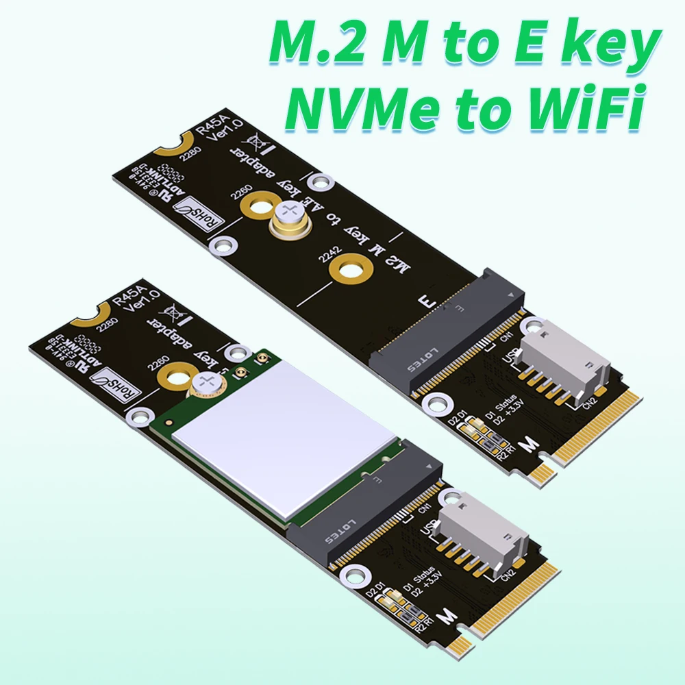 

R45A M.2 Solid State NVMe 2280 2260 M-Key To Wireless Bluetooth WiFi NIC Network Card INTEL AX210 Adapter Card 2230 A/E Key