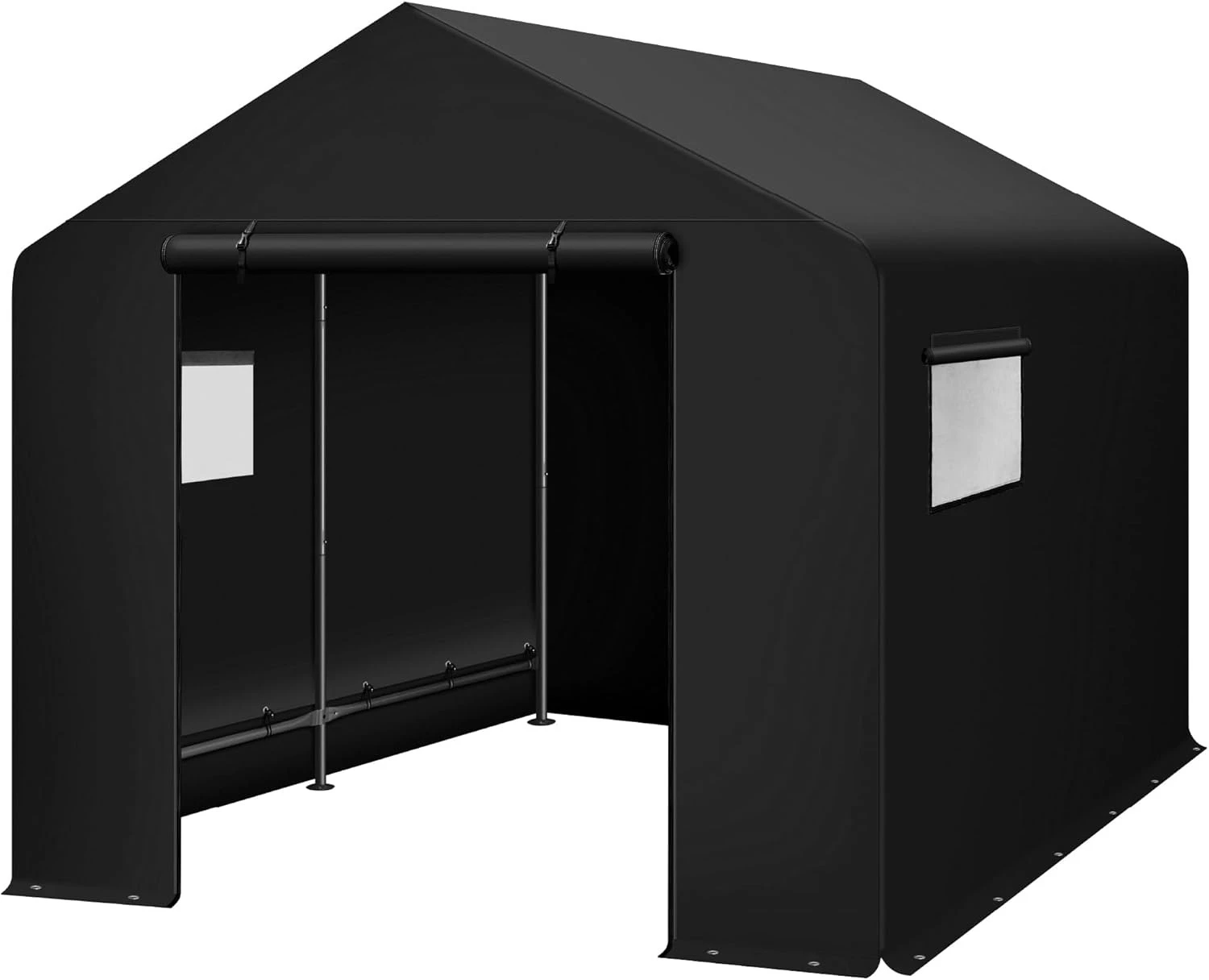 

10x8ft Outdoor Storage Shed, Carport, Canopy Shelter, Dual Doors & Windows, Metal Frame, Weather-Resistant, Perfect for Storing