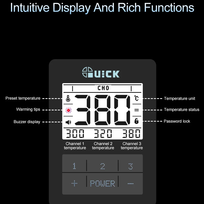 QUICK TV2 Tin Suction Gun LCD Built-in Vacuum Pump Diaphragm Type Tin Elimination Device for PCB Board Desoldering Gun