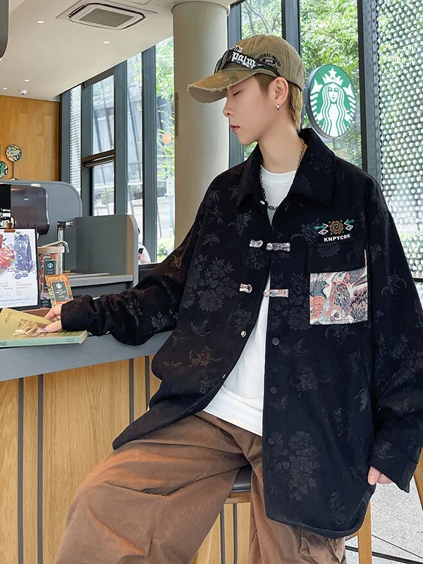 

New Chinese Sle Men's Jaet Loose Casual Collar Spring Autumn Faionable Brand Teenage Casual Coat Windproof Long Sve