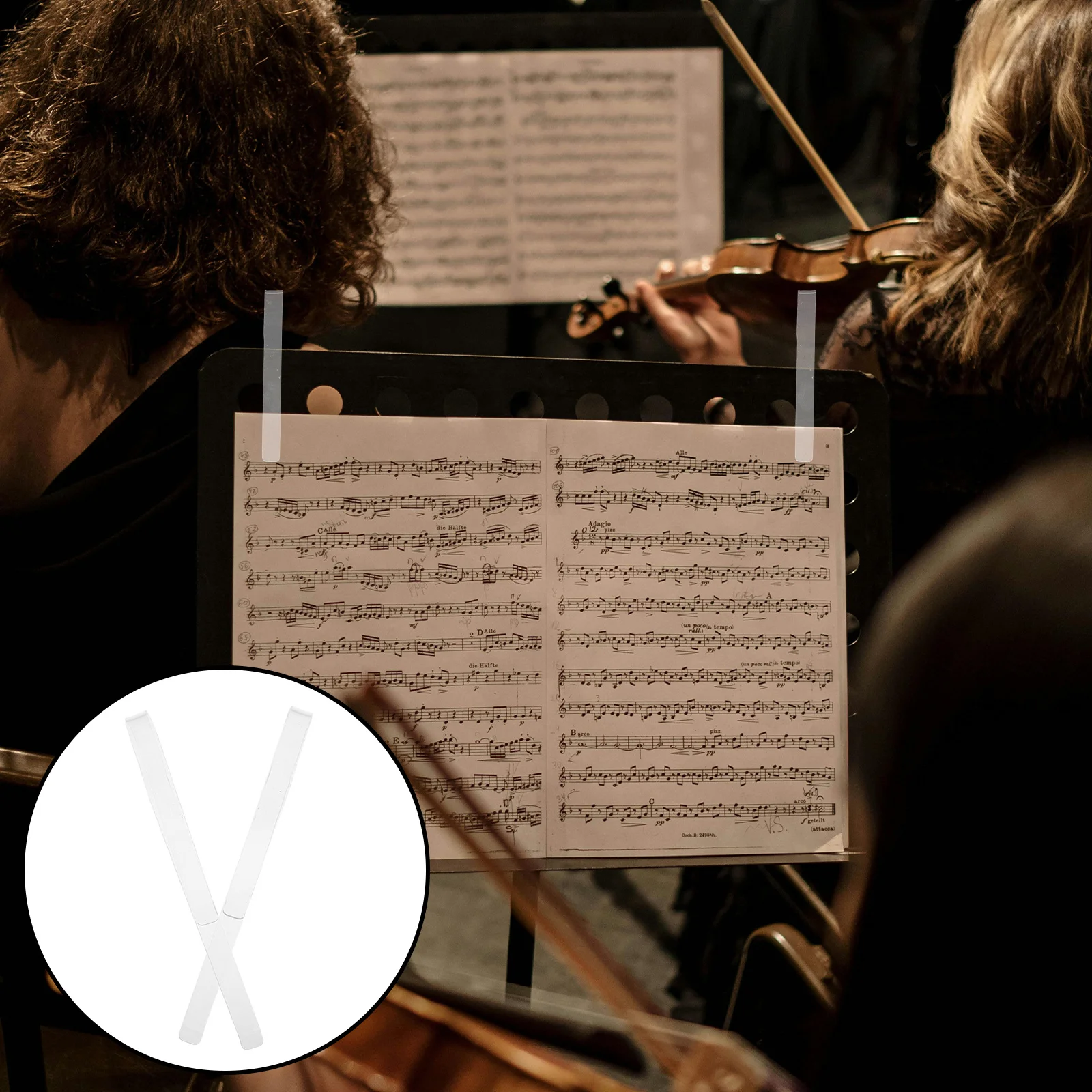 زوج واحد من مشابك موسيقى ورقة البيانو، مشبك حامل كتب غير مرئي شفاف لصفحة مستقرة تحمل على لوحة المفاتيح وحامل الأدوات