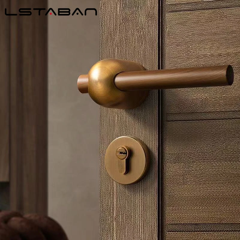 High Quality Black Walnut Door Lock American Style Bedroom Door Lock Interior Door Handle Furniture Indoor Door Handle Lockset