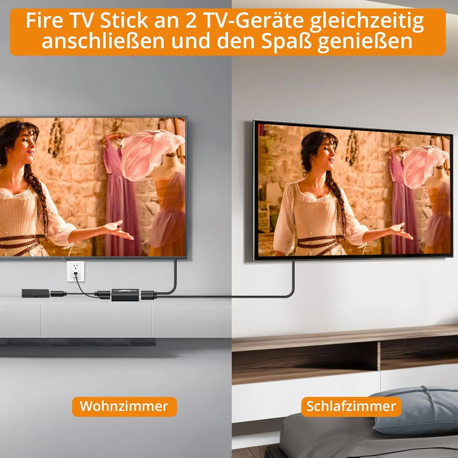Neoteck HDMI Splitter 1:2 - 4K@30 هرتز، 3D، 0,5 متر HDMI-Kabel fazer Dual-Monitore، Familien & Gamer