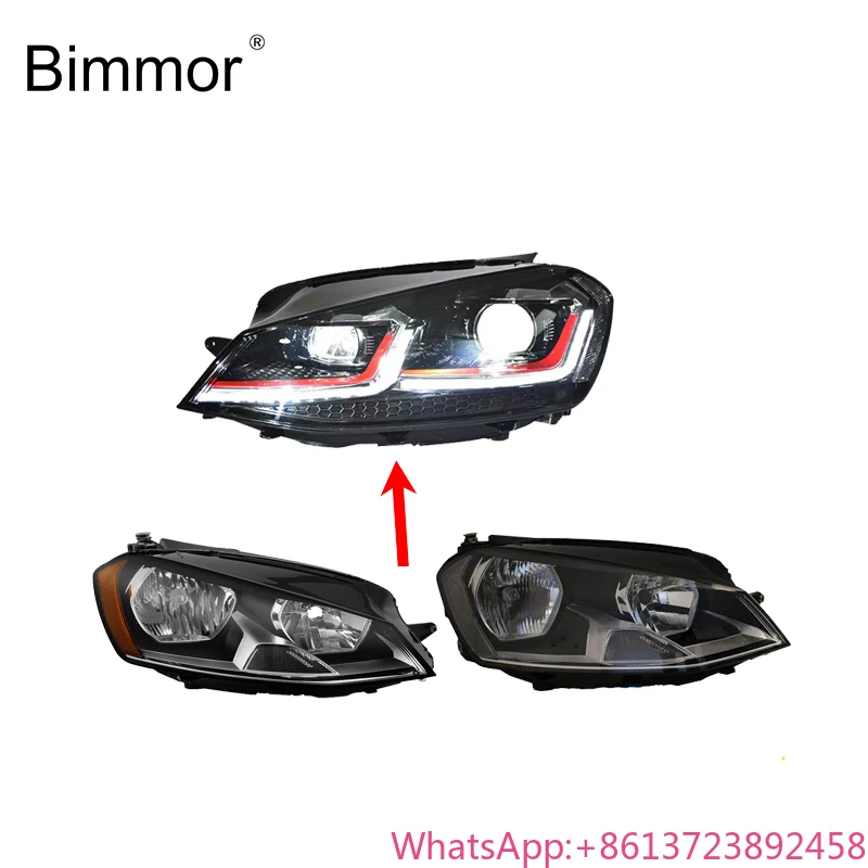 Bimmor 3 Car Headlight for Volkswagen VW Golf 7  Head Light Halogen  Upgraded Modified LED Golf Mk7.5 Headlamp Semi Assembly