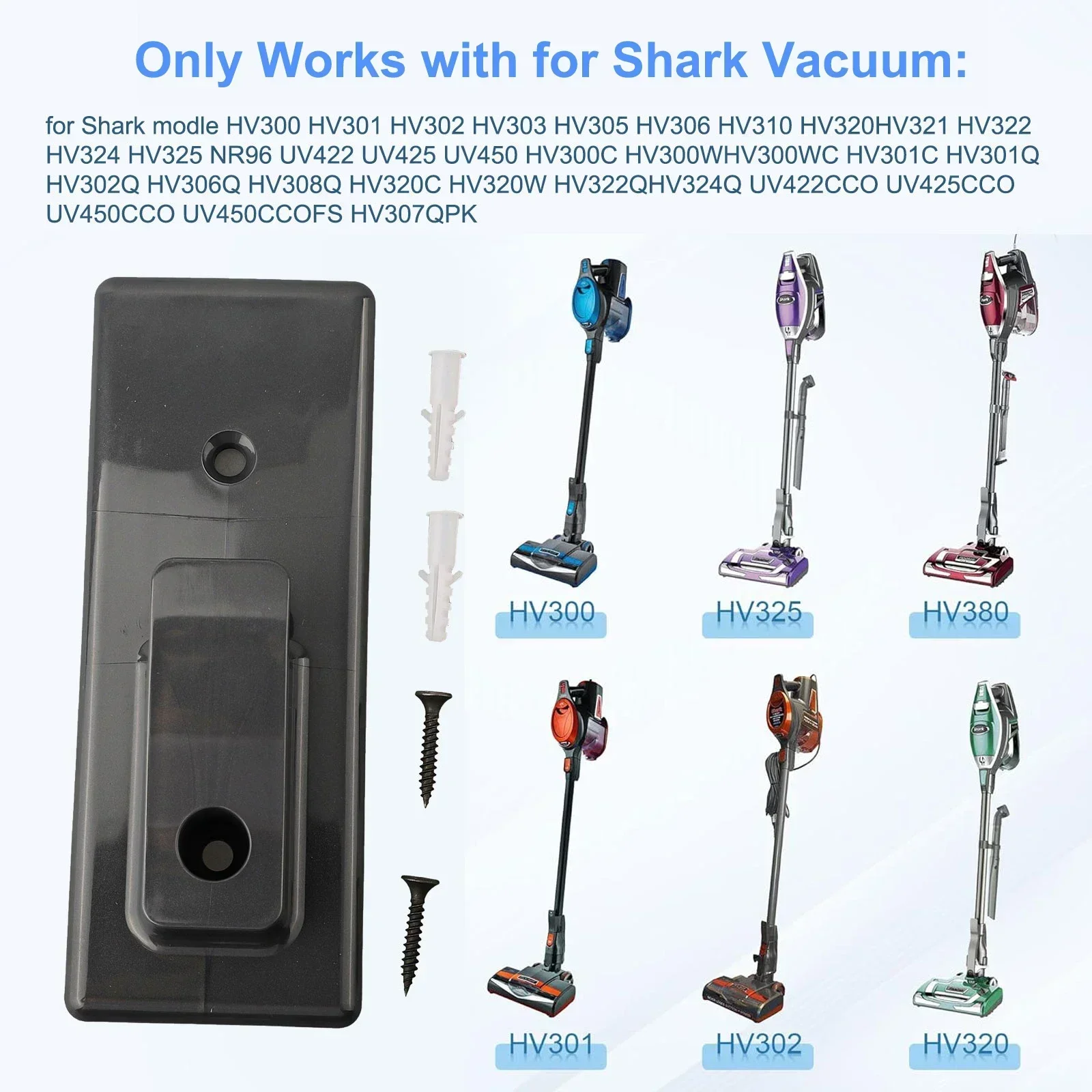 Vacuum Cleaner Wall Mount Hanger Hook Kit for Shark for Rocket HV300 HV302 HV322 HV380 Compatible with Various Models