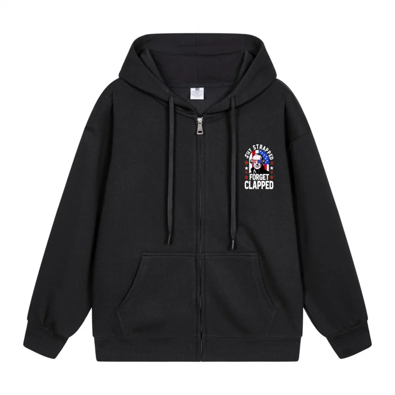 

Men's Zip-Up Hoodie Black Hoodie With Printed Design 2025 New Style Casual Couples’ Style Casual and Loose