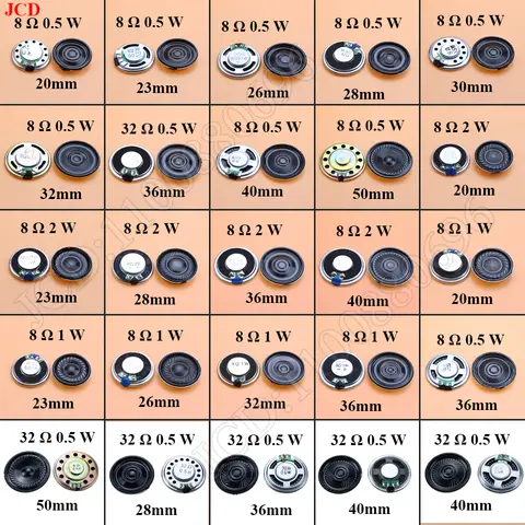 미니 스피커 초박형 호른 스피커, 0.5W 1W 2W 8R 32R, 8 32 Ohm, 20mm, 23mm, 26mm, 28mm, 32mm, 36mm, 40mm, 45mm, 50mm, 57mm, 1PC 확성기