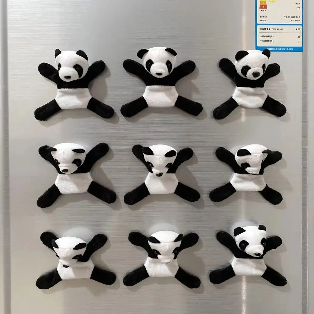 Nuevo Mini Panda de peluche, imán para refrigerador, Panda decorativo relleno, juguete de peluche, decoración para refrigerador de dibujos animados