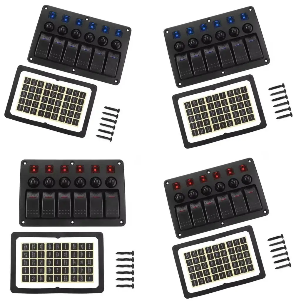 

Переключатели переключения водонепроницаемых 6 банд алюминиевые переключатели панели 12 В панель 24 В 24 В панель с индикаторным