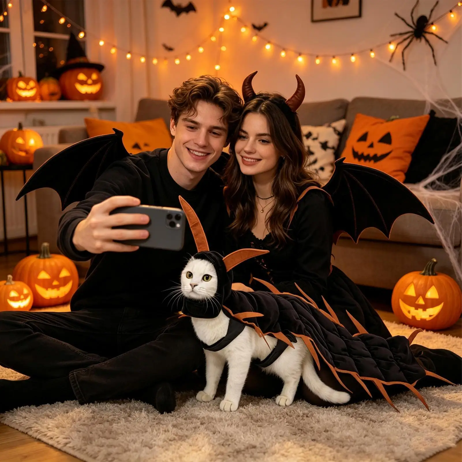 Plush Fluffy Halloween Centipede Cat Costume Simulated Centipede Creepy Cat Multi-leg Centipede Clothes Adjustable