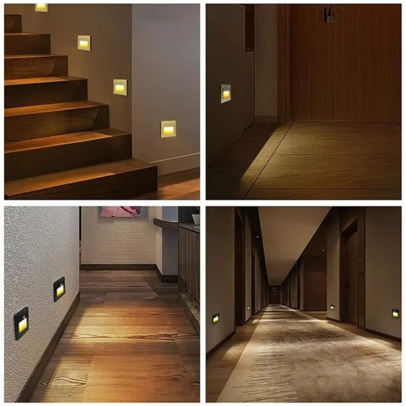 LED Wall Lamp PIR motion Recessed Stair Light Indoor Outdoor Decoration Step Light Ladder Stairway Corridor Wall Lamp AC180-240V