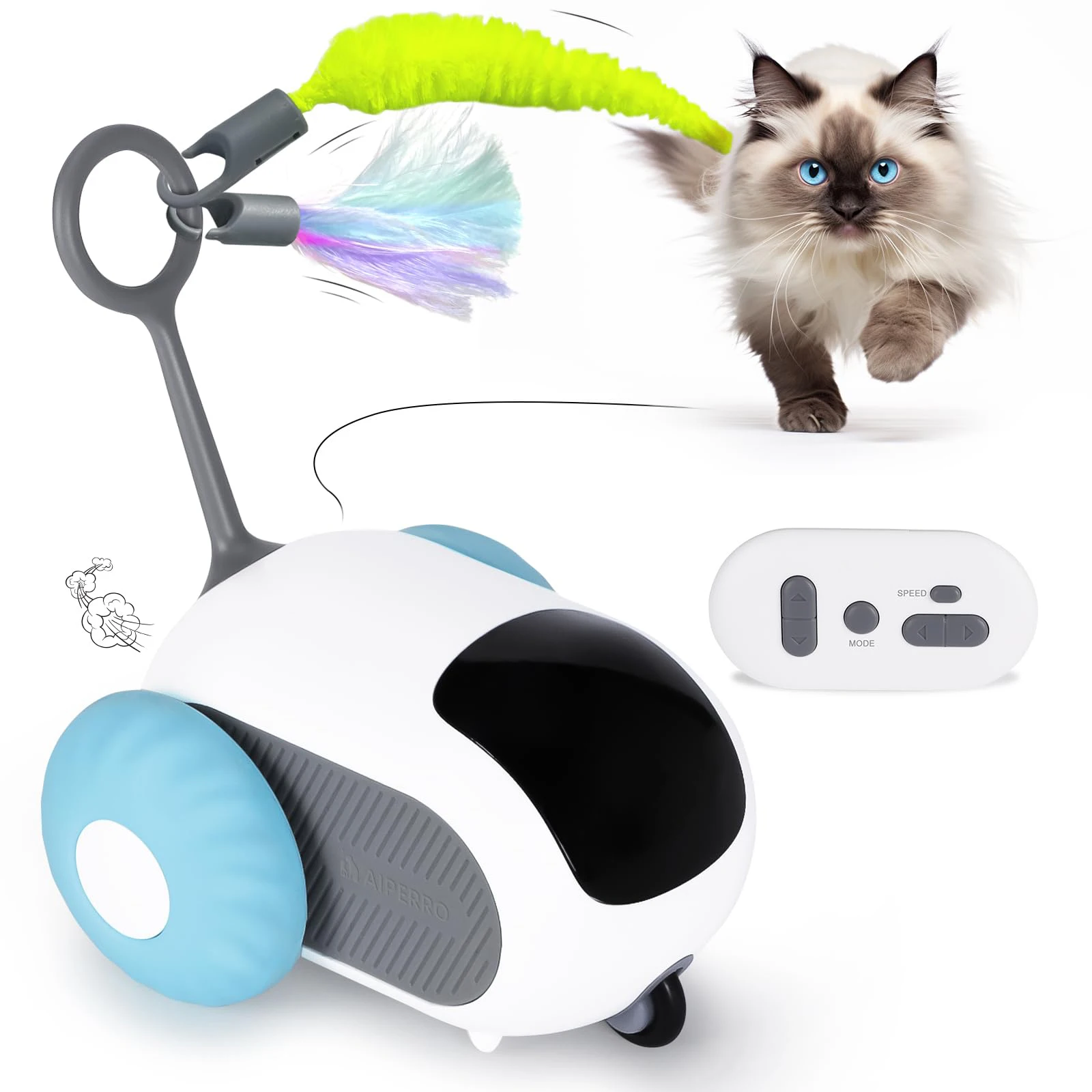 

Smart Cat Toy 2 Modes Automatic Moving Remote Controlled Toy Car for Cats Dogs Interactive Playing Kitten Training Pet Supplies