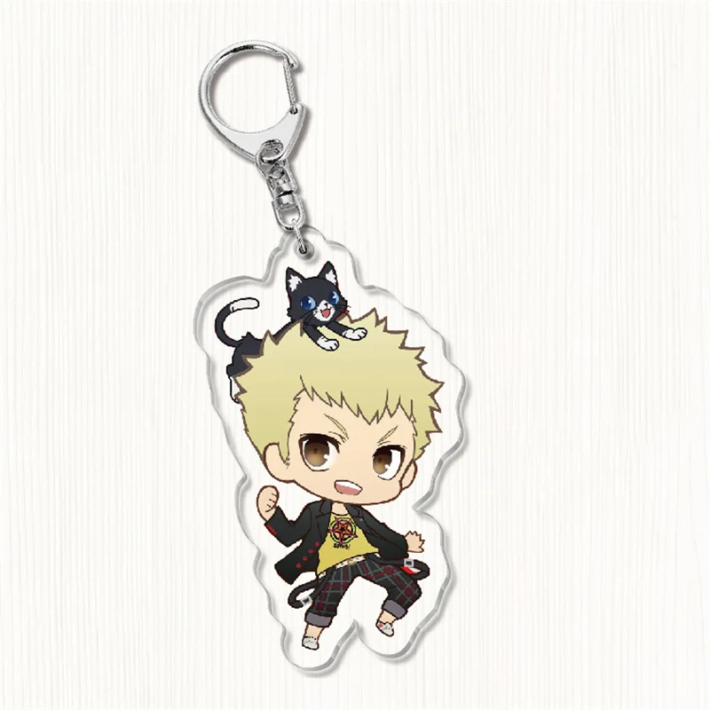 Game Persona 5 Keychain Ren Amamiya Ryuji Sakamoto Anne Takamaki Cartoon Print Acrylic Key Ring Chain Collection Otaku Gift