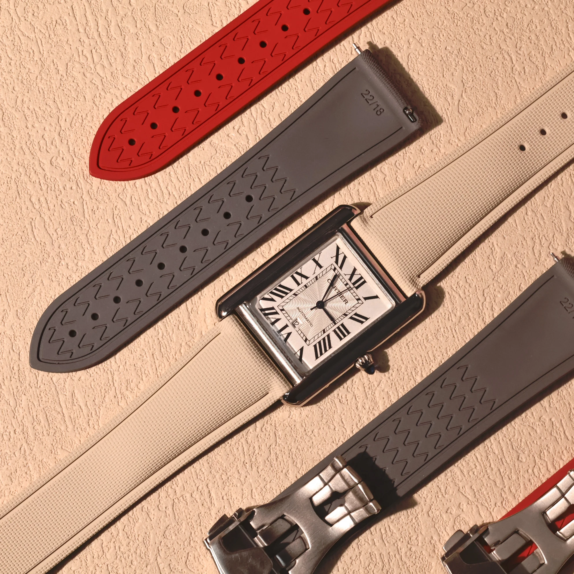 Ultimo design adatto per Breitling Cartier Tank 20mm 21mm 22mm FKM cinturino in gomma a sgancio rapido con cinturino con fibbia pieghevole