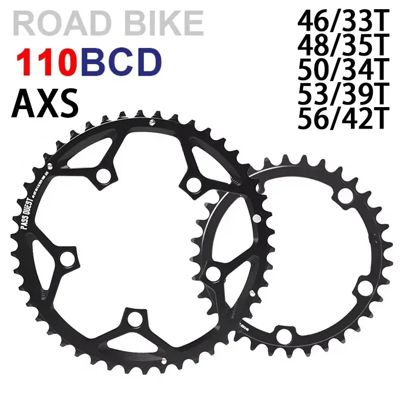 PASS QUEST 110 bcd chainring 5 bolt Narrow wide road bike Chain ring with bolts for SRAM axs 12 speed Shimano road bike tray