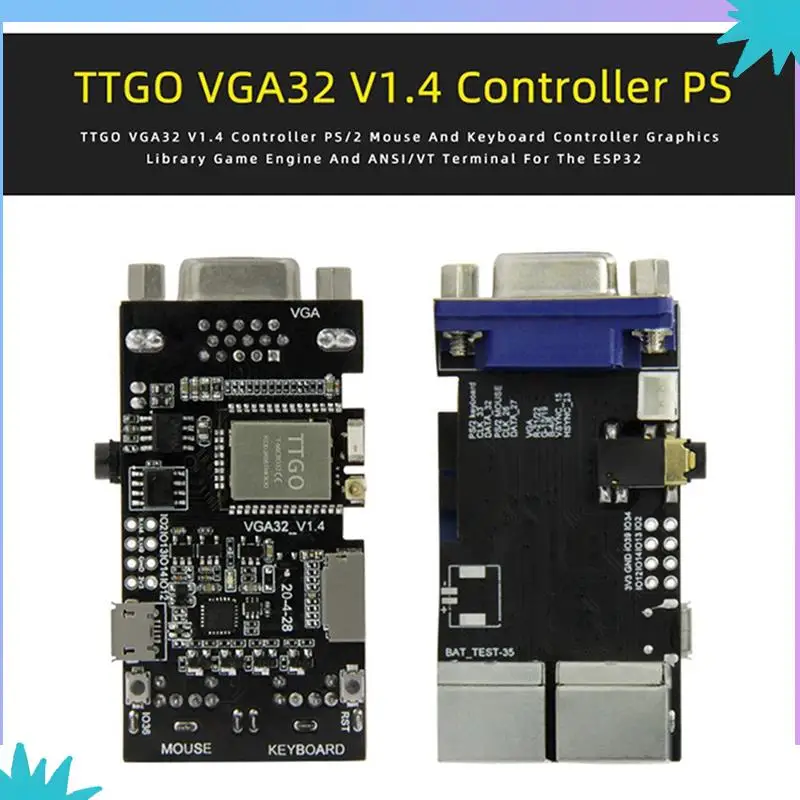 ABZW 3X Fabgl VGA32 VGA ESP32 Module PSRAM V1.4 contrôleur PS/2 souris clavier bibliothèque graphique jeu ANSI/VT