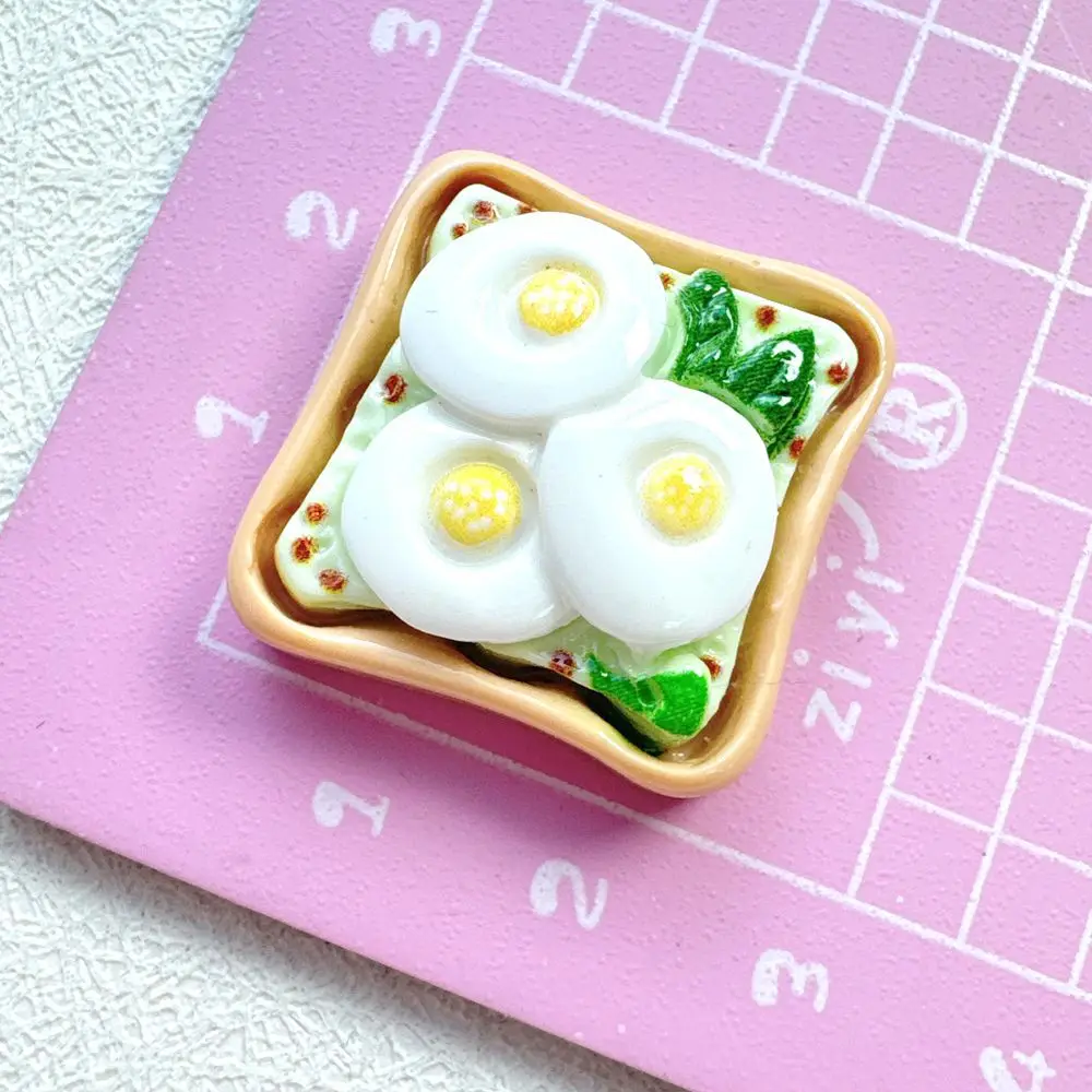 100pcs Kawaii Mini Strawberry Egg toast Bread Resin Flatback Embellishment Scrapbooking For Home Decoration DIY Accessories