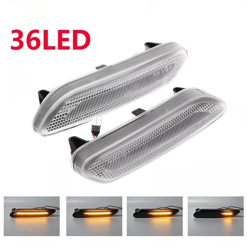 2 قطعة 63139802570/63139802569 12 فولت واضح عدسة الجانب مؤشر مكرر ضوء العنبر السيارات ل ميني كونتري مان R60 بيسمان R61