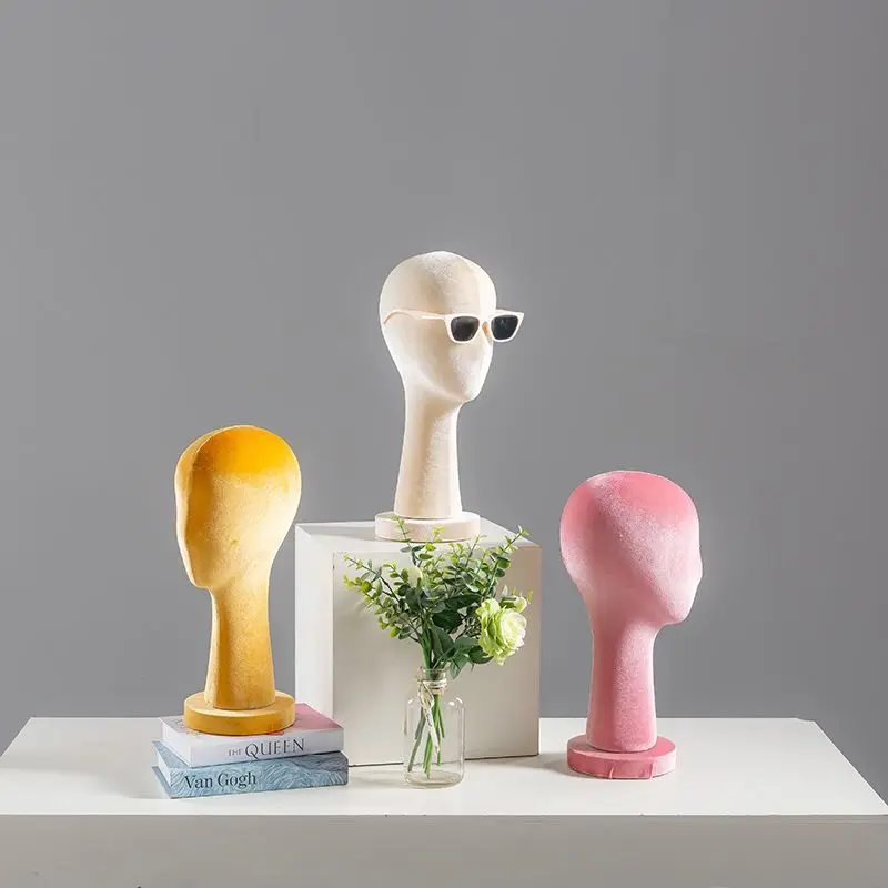 Velvet Mannequin Head Display for Hats Wigs Glasses Women's Jewelry Ornaments Stand Fake Prop for Home Decor