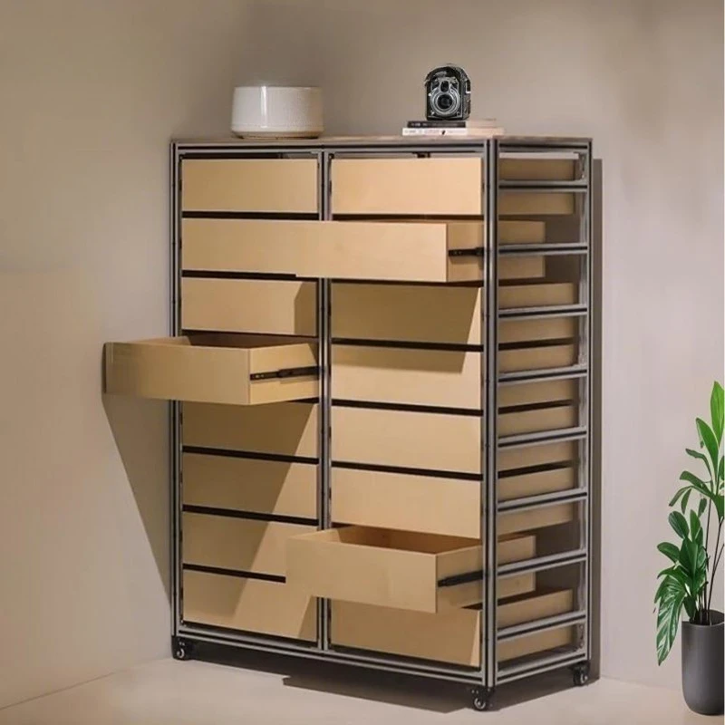 Aluminum profile drawer file cabinet, birch ocean board, multi-functional storage cabinet