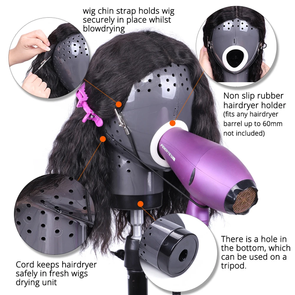 Fresh Holder With Mannequin For Lace Wig Scalp Cap Dryer With Holes For Lace Wigs Safe Wig Dryer Head With String Good Quality view 4