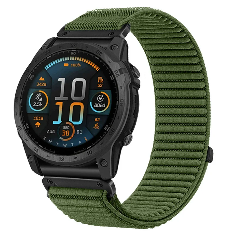 Garmin Quatix 8、Fenix 8、7X、6X、6、5、5X Plus、Enduro 47/51mm、Tactix 7 Pro、Forerunner 970、965対応 ナイロン製時計バンド/ストラップ