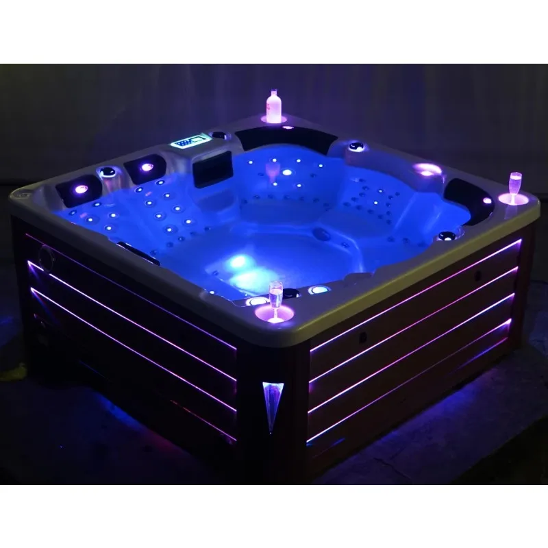6 Person Outdoor Hot Tub Air Jetted Massage Bathtub Deep Soaking Spa Tub for Garden view 4