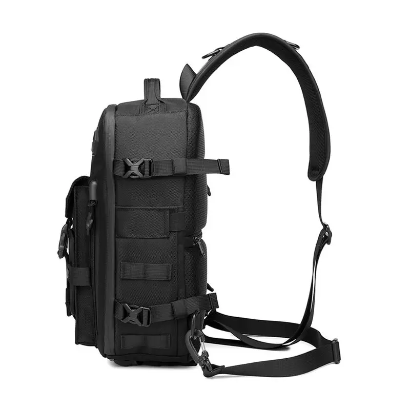 Shoulder Cross Bag for Men Chest Bag Waterproof Tactical Waist Messenger Bag Zipper Fashion Outdoor Sports Large-capacity Black